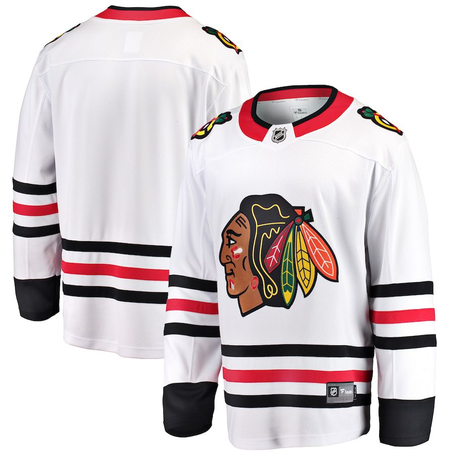 Men Chicago Blackhawks Fanatics Branded White Breakaway Away NHL Jersey->customized nhl jersey->Custom Jersey